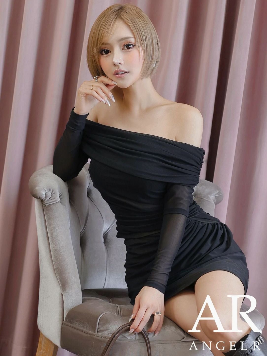 AngelR エンジェルアール ロングスリーブオフショルダーギャザー