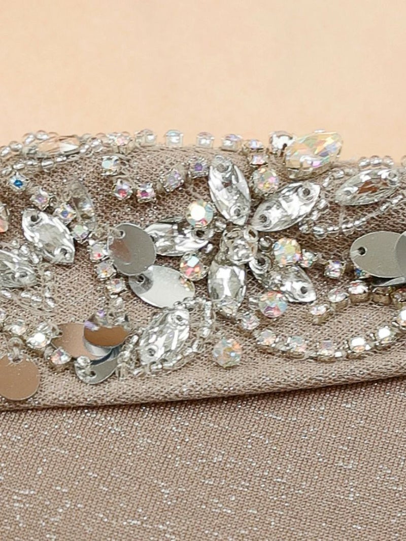 AngelR エンジェルアール ベアトップタックラメビジューフリルラッフルタイトロングドレス グレー ar25246-ks