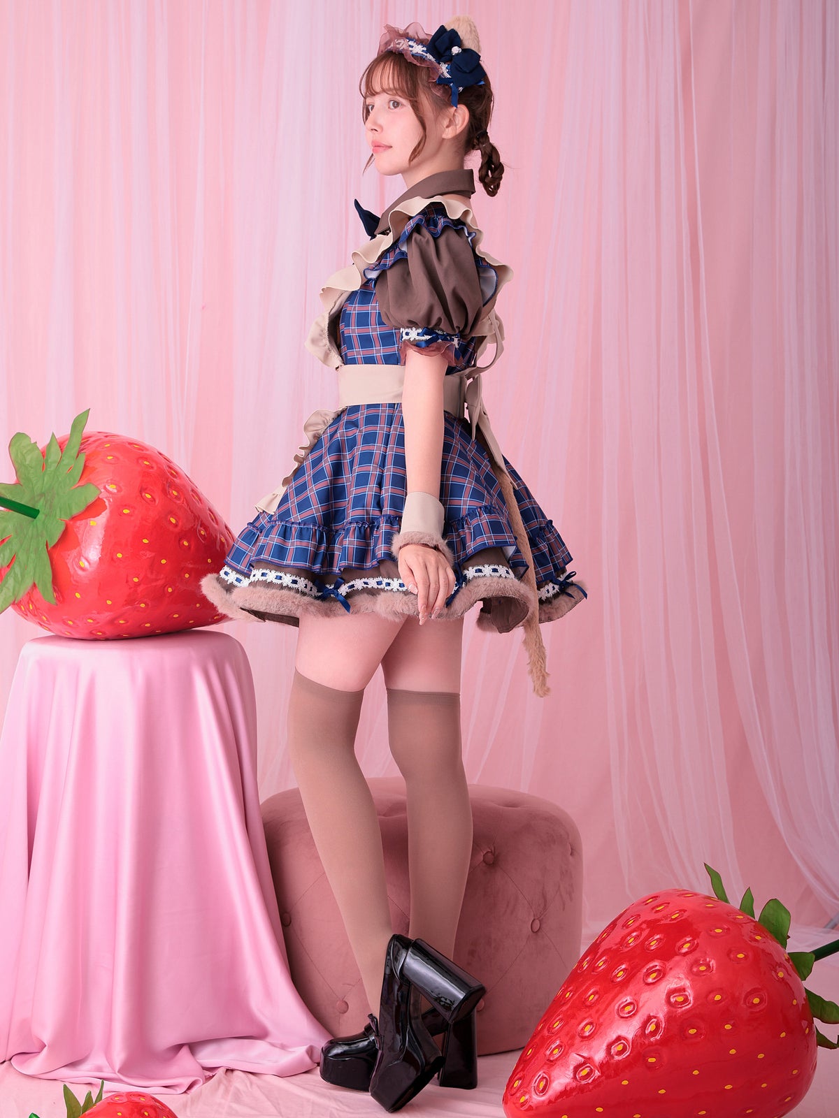 Malymoon マリームーン ロココチェックアニマルメイド ブルー mlcs2510296