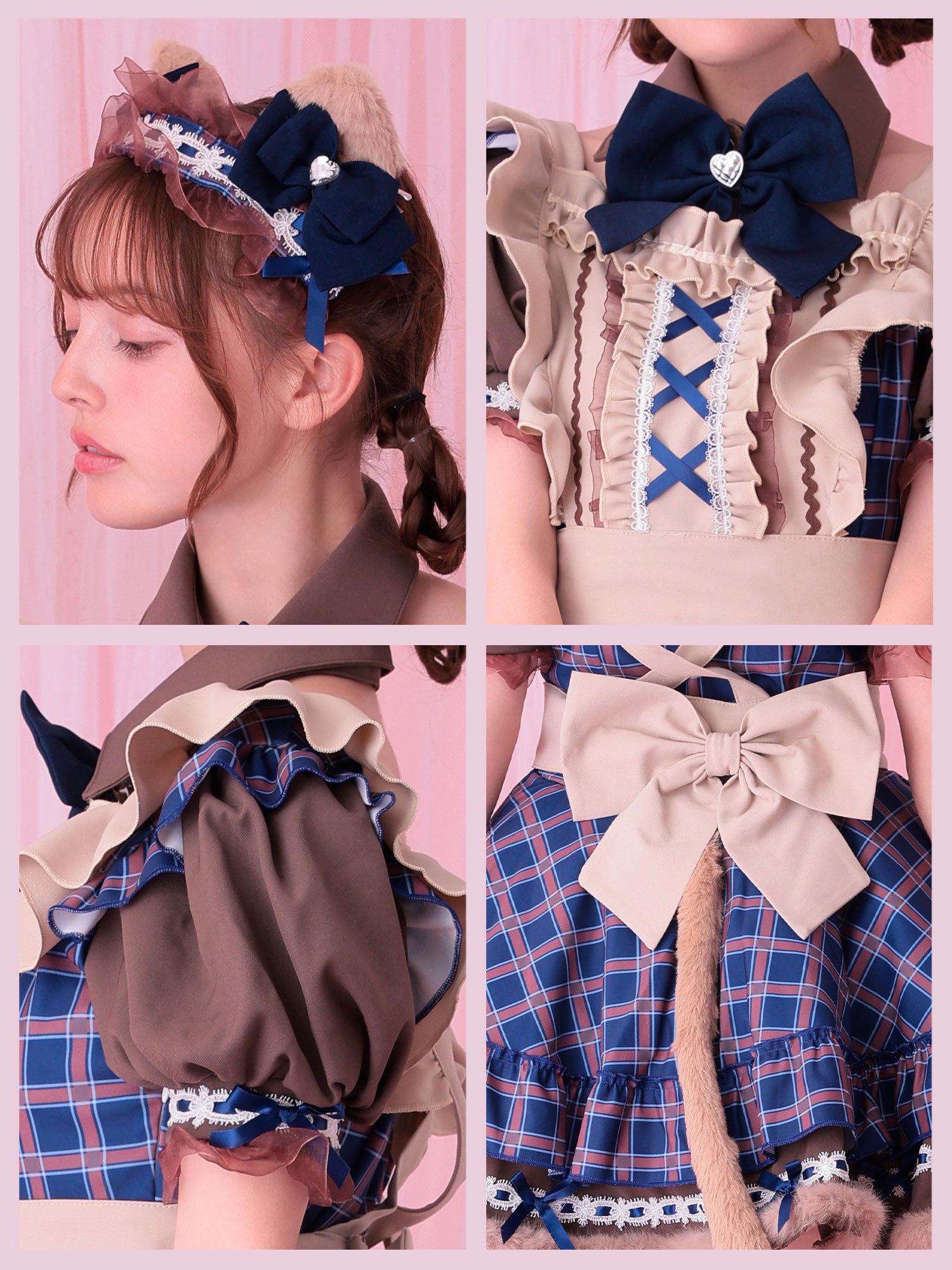 Malymoon マリームーン ロココチェックアニマルメイド ブルー mlcs2510296