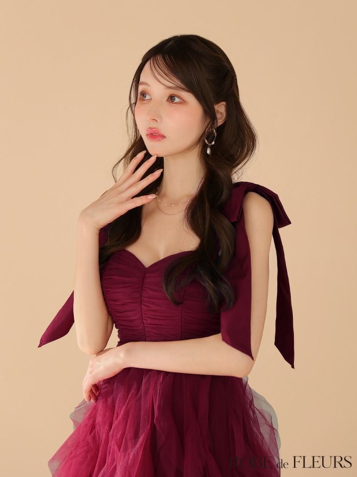 ROBE de FLEURS ローブドフルール ボリュームチュールショルダーリボン