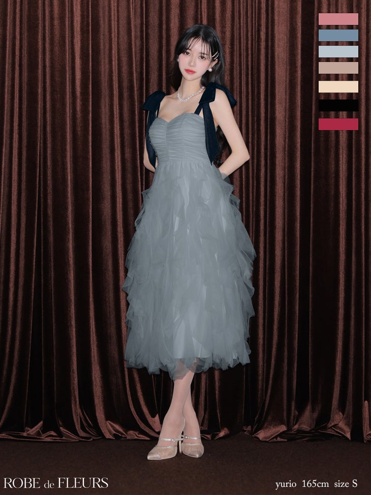 ROBE de FLEURS ローブドフルール ボリュームチュールショルダーリボン
