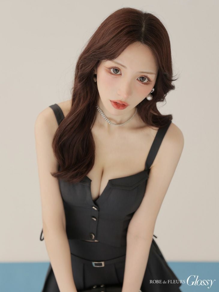 Glossy ローブドフルールグロッシー 【XSサイズあり】サイドドロストプリーツフレアミニキャバドレス gl4112-c