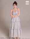 ROBE de FLEURS ローブドフルール 【XS～Lサイズあり】サテンビーズチュールペプラムキャミフレアロングキャバドレス fm4139-c