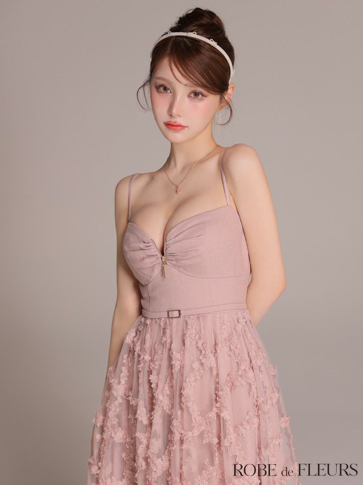 ROBE de FLEURS ローブドフルール 【XS～Lサイズあり】フラワーレースフレアキャミロングキャバドレス fm3467-c