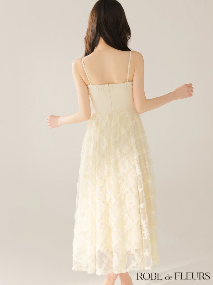 ROBE de FLEURS ローブドフルール 【XS～Lサイズあり】フラワーレースフレアキャミロングキャバドレス fm3467-c