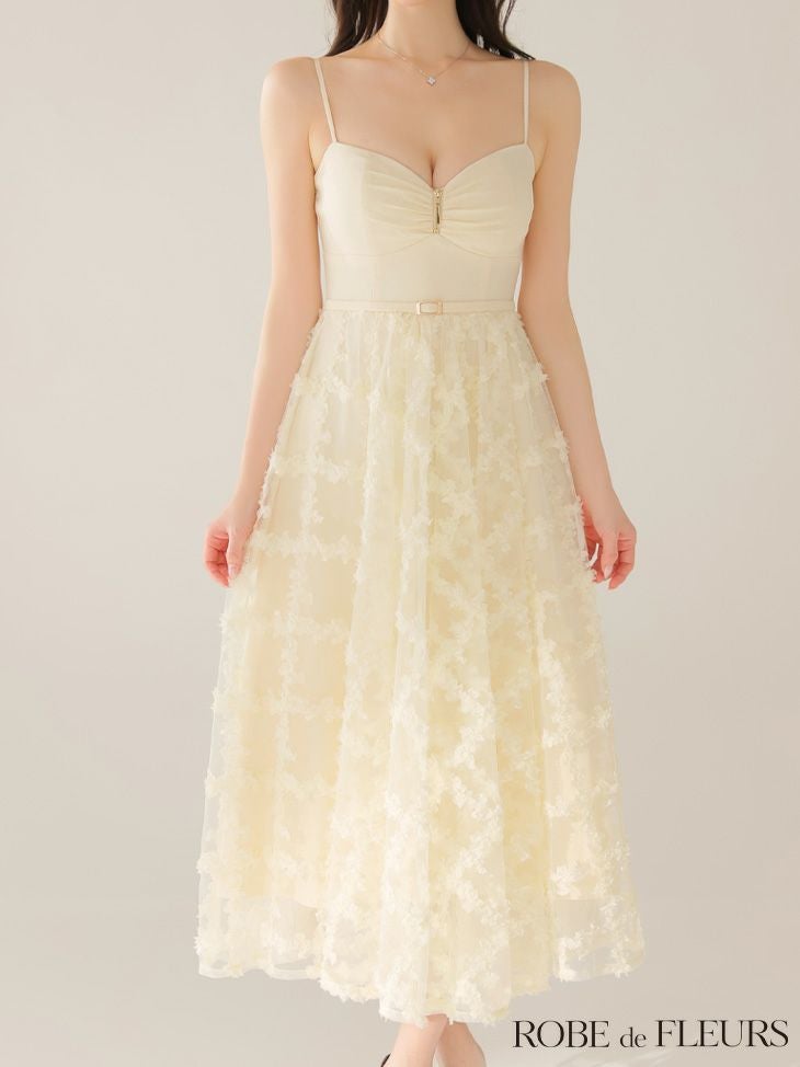 ROBE de FLEURS ローブドフルール 【XS～Lサイズあり】フラワーレースフレアキャミロングキャバドレス fm3467-c