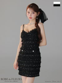 ROBE de FLEURS ローブドフルール 【XSサイズあり】フェザースパンコールツイードミニキャバドレス fm4224-c
