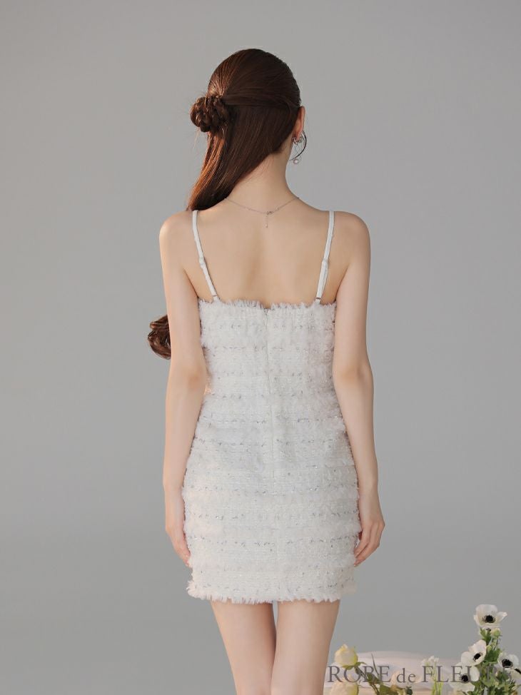 ROBE de FLEURS ローブドフルール 【XSサイズあり】フェザースパンコールツイードミニキャバドレス fm4224-c