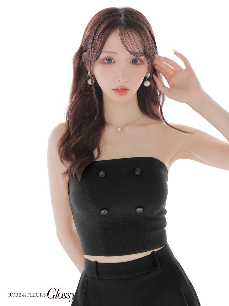 Glossy ローブドフルールグロッシー 【XSサイズあり】シャツオフショルデザインフロントボタンフレアミニキャバドレス gl4324-c