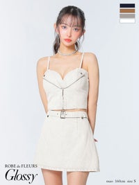 Glossy ローブドフルールグロッシー 【XSサイズあり】ジップデザインデニムセットアップミニキャバドレス gl4142-c