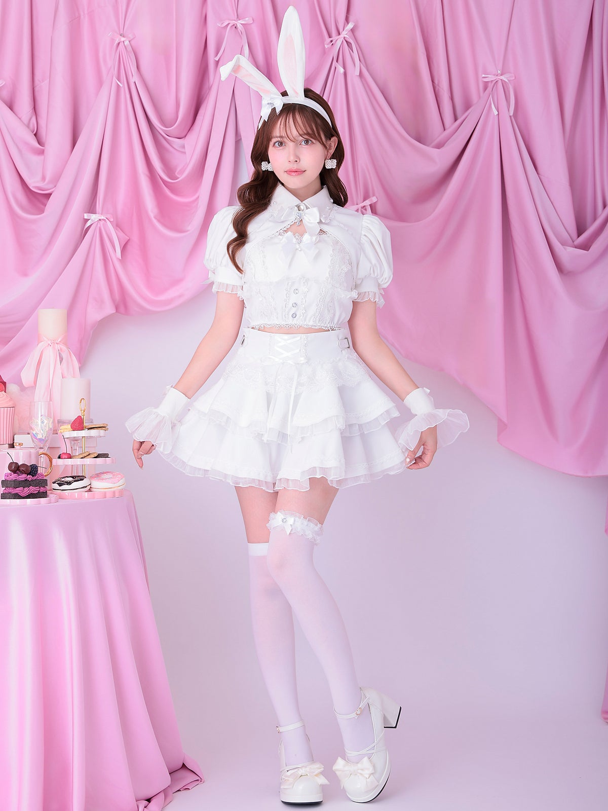 【9点セット】 vanityME. × Malymoon シャンデリアレースバニー ホワイト mlcs25037-1