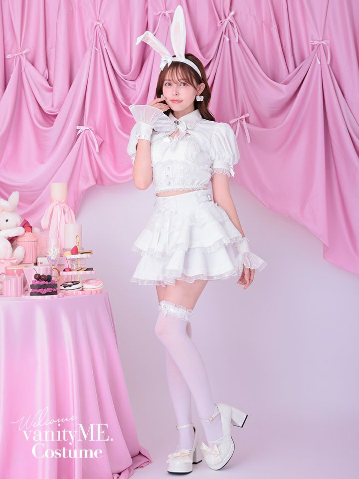 【9点セット】 vanityME. × Malymoon シャンデリアレースバニー ホワイト mlcs25037-1