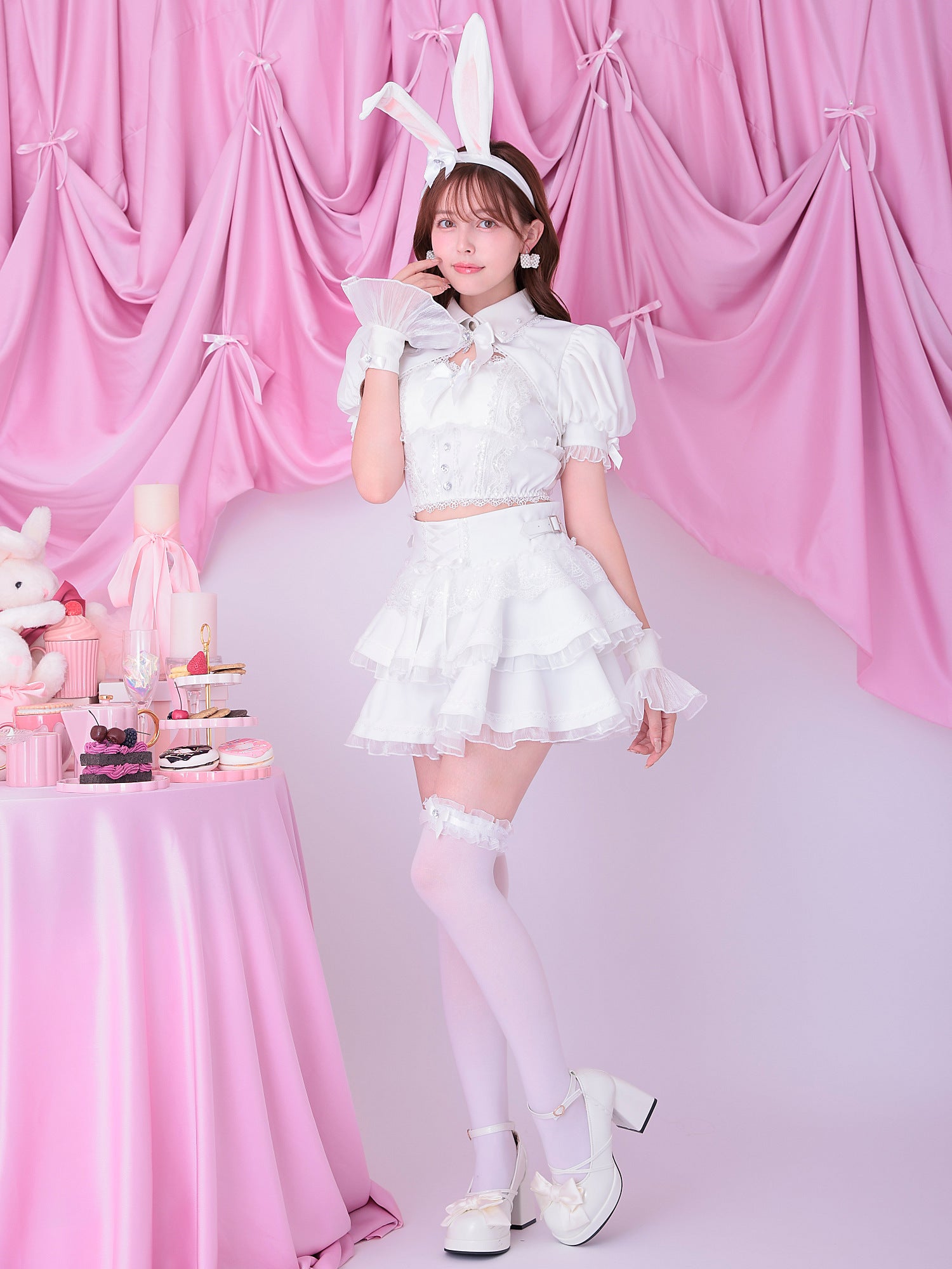 【9点セット】 vanityME. × Malymoon シャンデリアレースバニー ホワイト mlcs25037-1