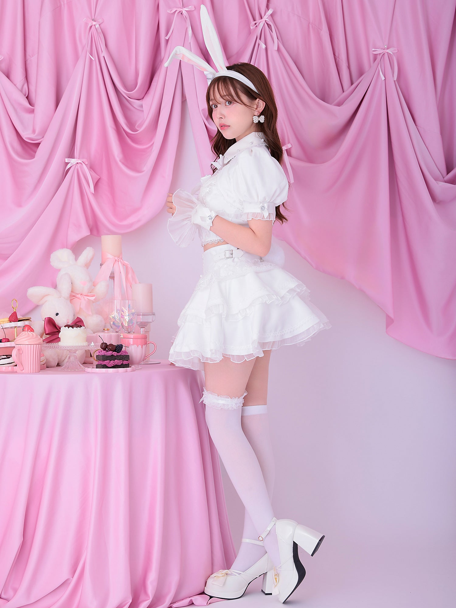 【9点セット】 vanityME. × Malymoon シャンデリアレースバニー ホワイト mlcs25037-1