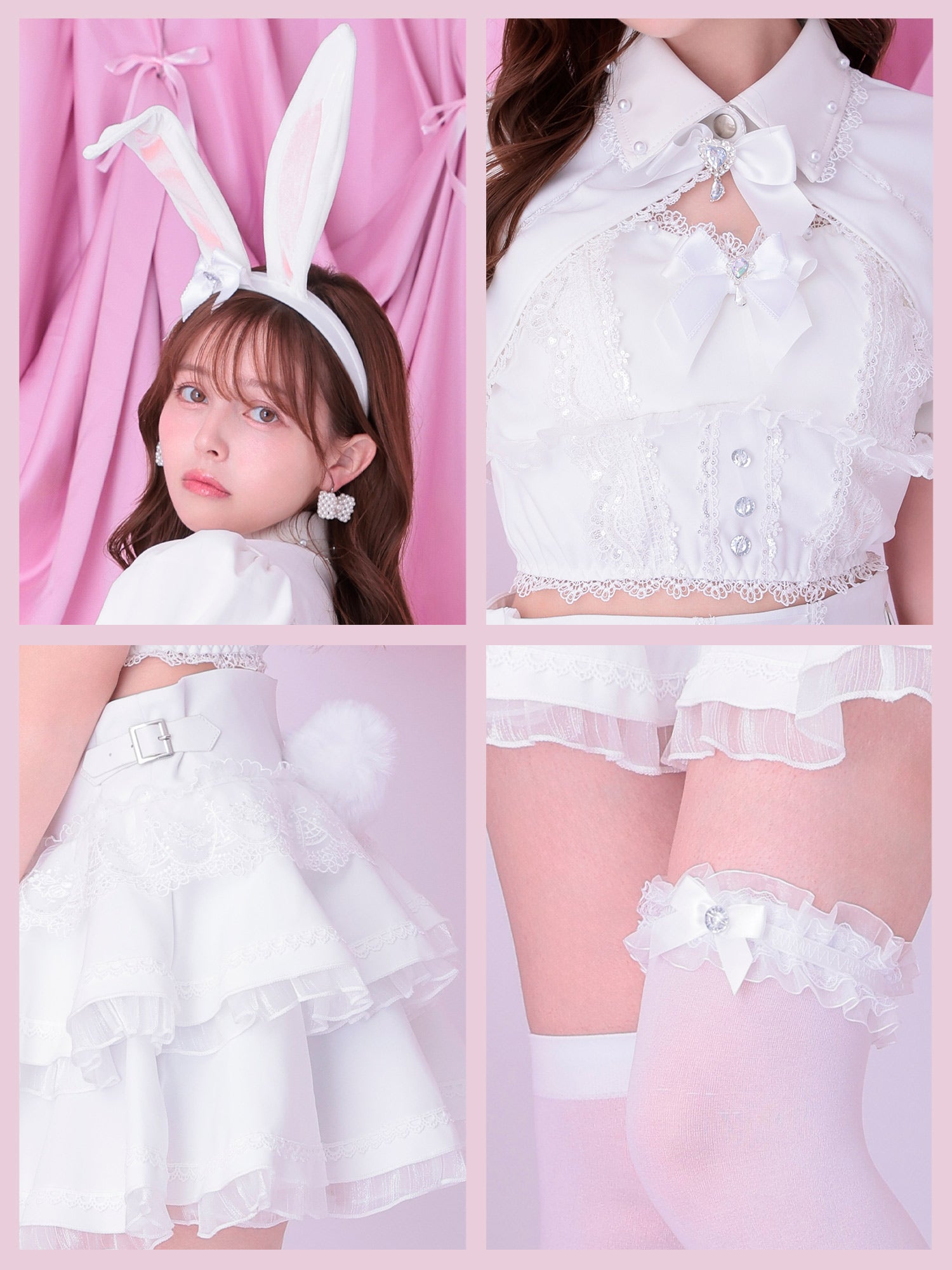 【9点セット】 vanityME. × Malymoon シャンデリアレースバニー ホワイト mlcs25037-1