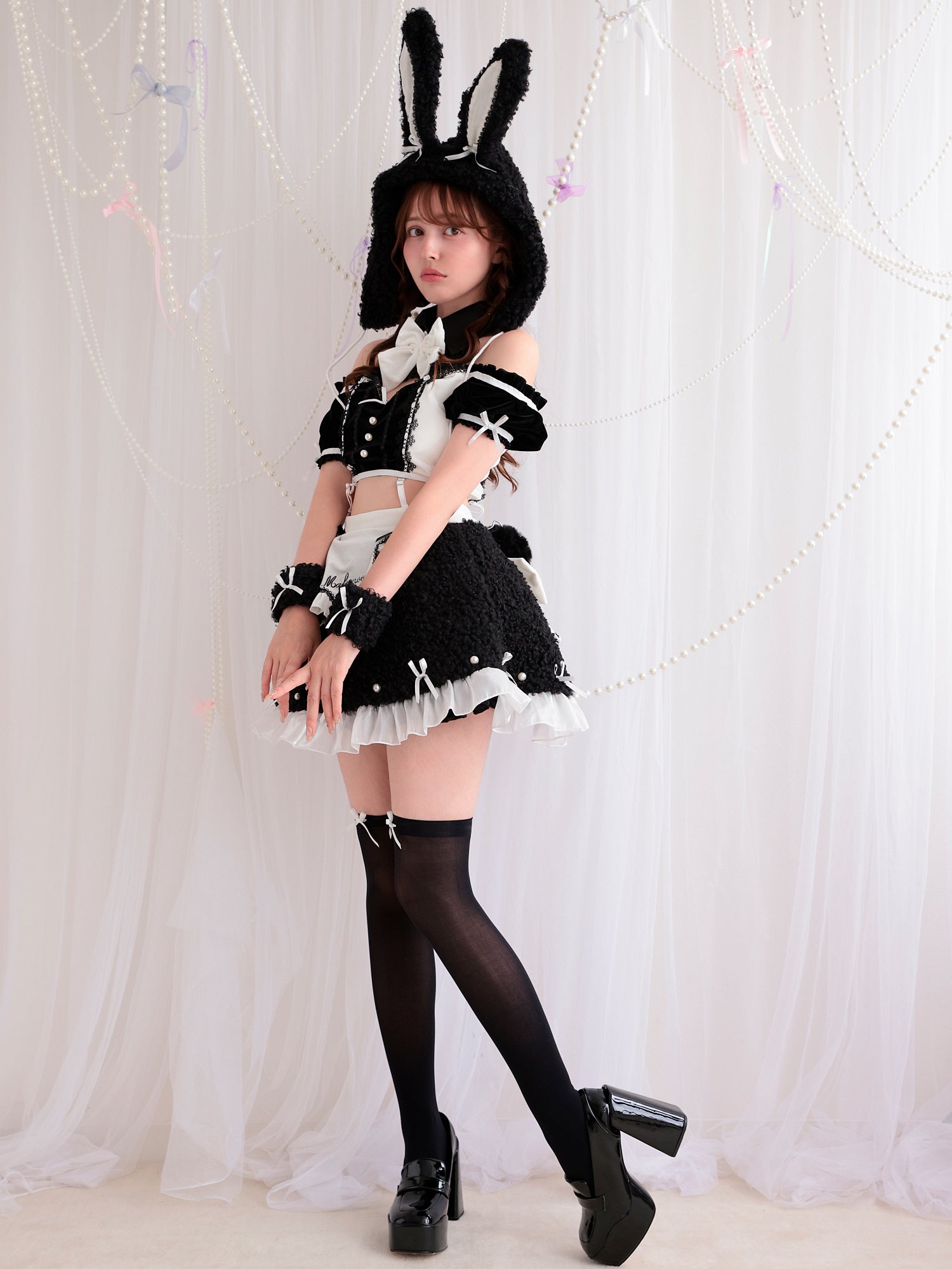 【8点セット】 vanityME. × Malymoon ふわふわホイップバニーメイド ブラック mlcs25041-1