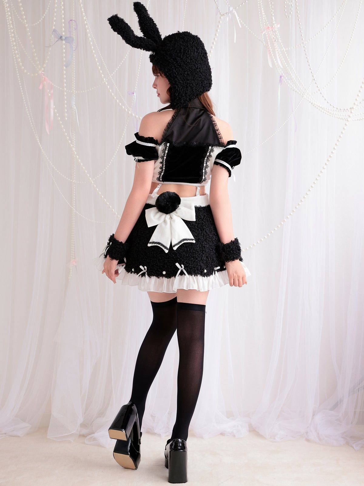 【8点セット】 vanityME. × Malymoon ふわふわホイップバニーメイド ブラック mlcs25041-1