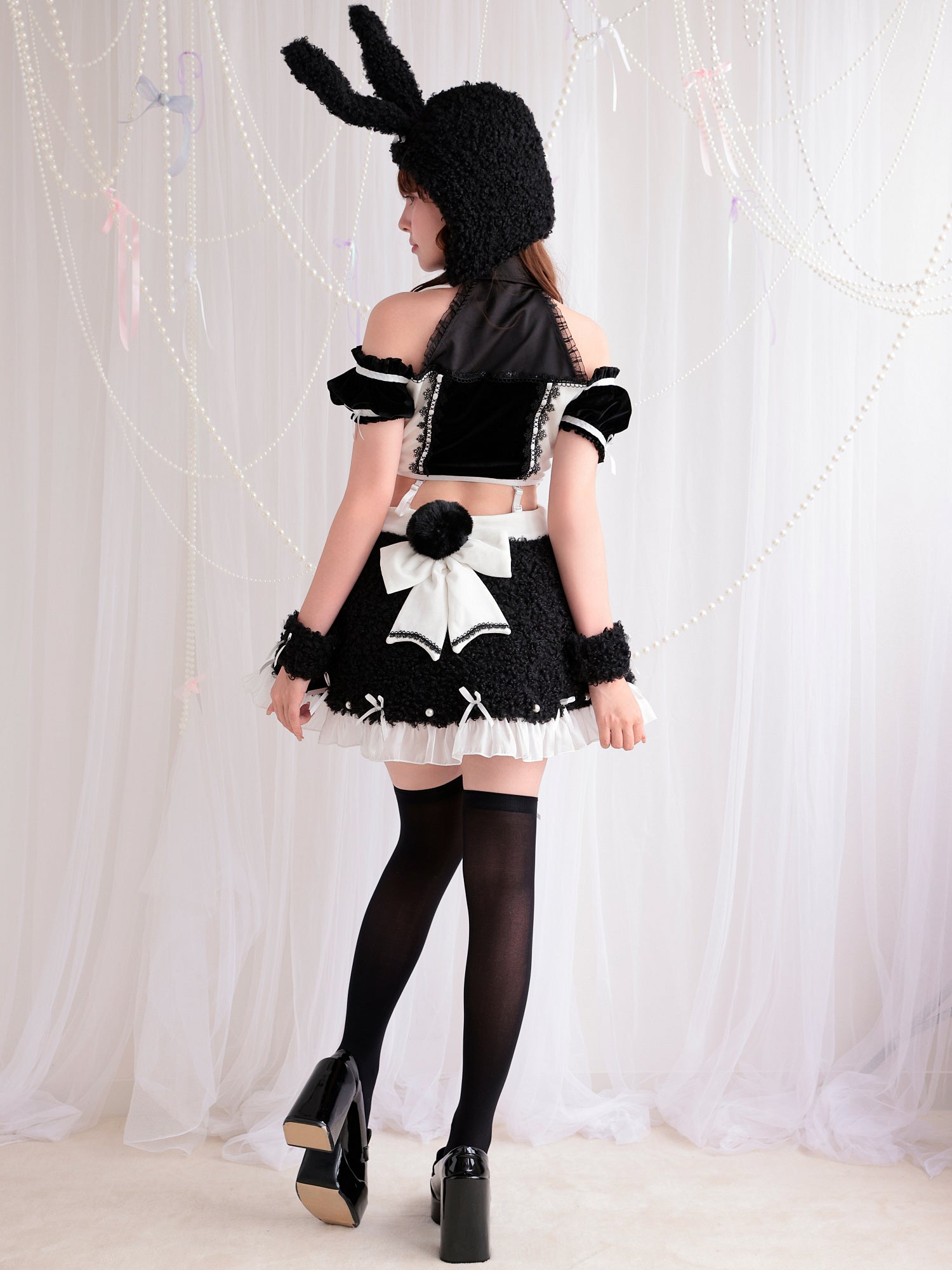 【8点セット】 vanityME. × Malymoon ふわふわホイップバニーメイド ブラック mlcs25041-1