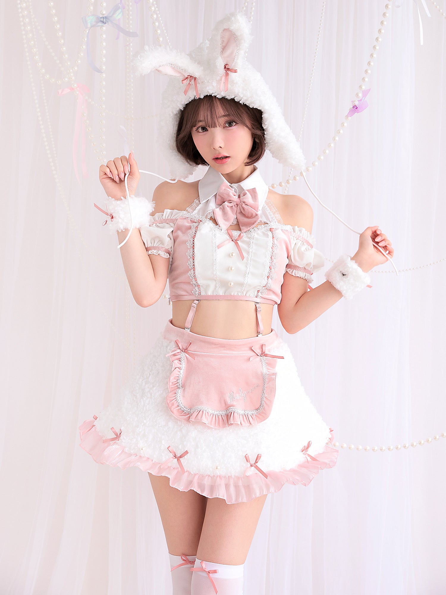 【8点セット】 vanityME. × Malymoon ふわふわホイップバニーメイド ピンク mlcs25041-2