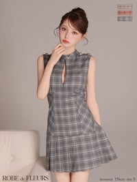 ROBE de FLEURS ローブドフルール 【XSサイズあり】クラシカルチェックツイルプリーツミニキャバドレス fm3389