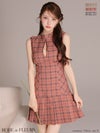 ROBE de FLEURS ローブドフルール 【XSサイズあり】クラシカルチェックツイルプリーツミニキャバドレス fm3389