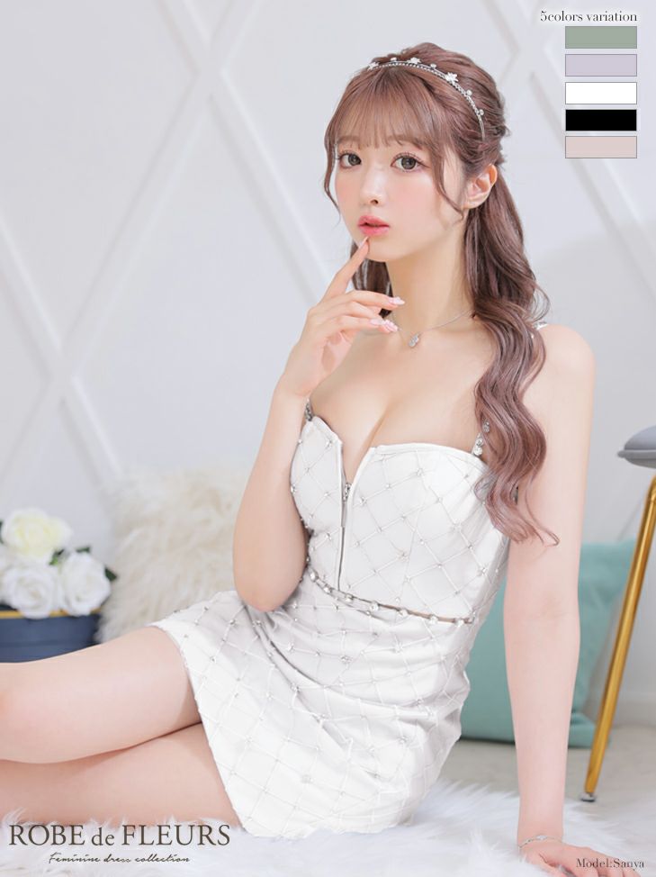 ROBE de FLEURS ローブドフルール クリスタルビジューキャミドレス