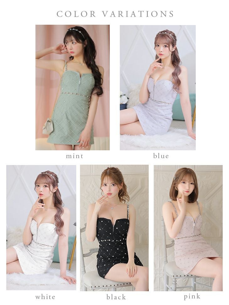 ROBE de FLEURS ローブドフルール クリスタルビジューキャミドレス fm2828