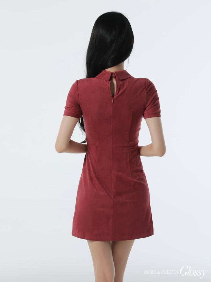 Glossy ローブドフルールグロッシー 【XS～Lサイズあり】スエードバストカット半袖ミニキャバドレス gl3945