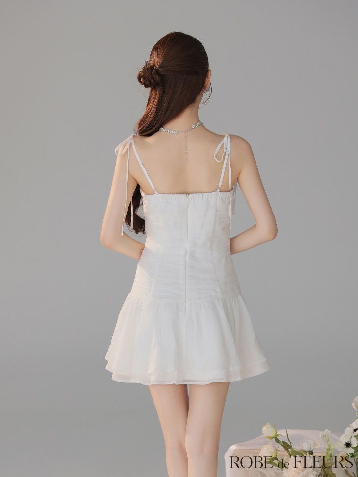 ROBE de FLEURS ローブドフルール 【XSサイズあり】サテンフロントシフォンフレアミニキャバドレス fm4326