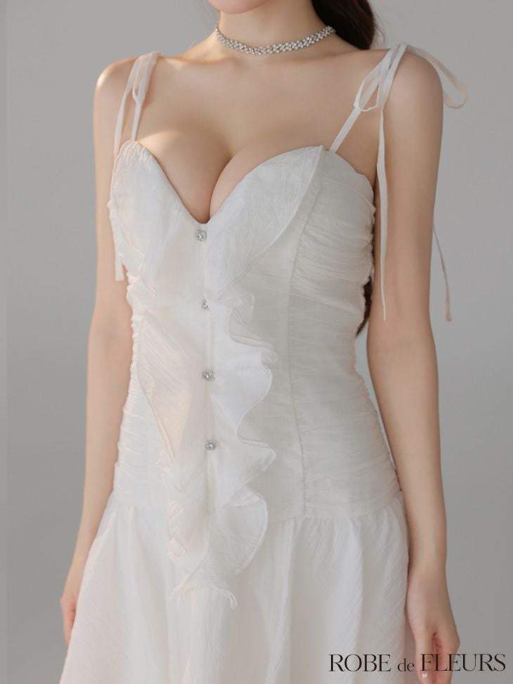 ROBE de FLEURS ローブドフルール 【XSサイズあり】サテンフロントシフォンフレアミニキャバドレス fm4326