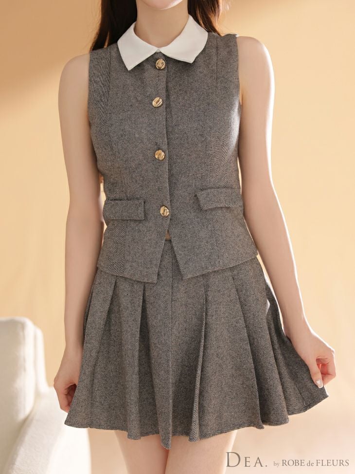DEA. ディア バイ ローブドフルール 【XSサイズあり】2wayクラシカルベストセットアップフレアミニキャバドレス de4306