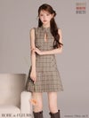 ROBE de FLEURS ローブドフルール 【XSサイズあり】クラシカルチェックツイルプリーツミニキャバドレス fm3389-c