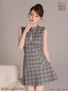 ROBE de FLEURS ローブドフルール 【XSサイズあり】クラシカルチェックツイルプリーツミニキャバドレス fm3389-c