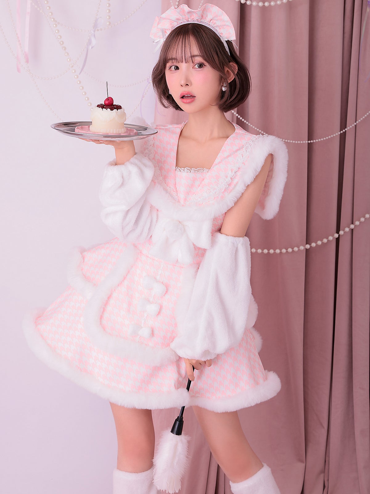 【4点セット】vanityME. × MIYANISHIYAMA いたずらうさぎのギンガムチェックドレス ピンク[ソンアミちゃん着用] vcsbn-250219-1-sn