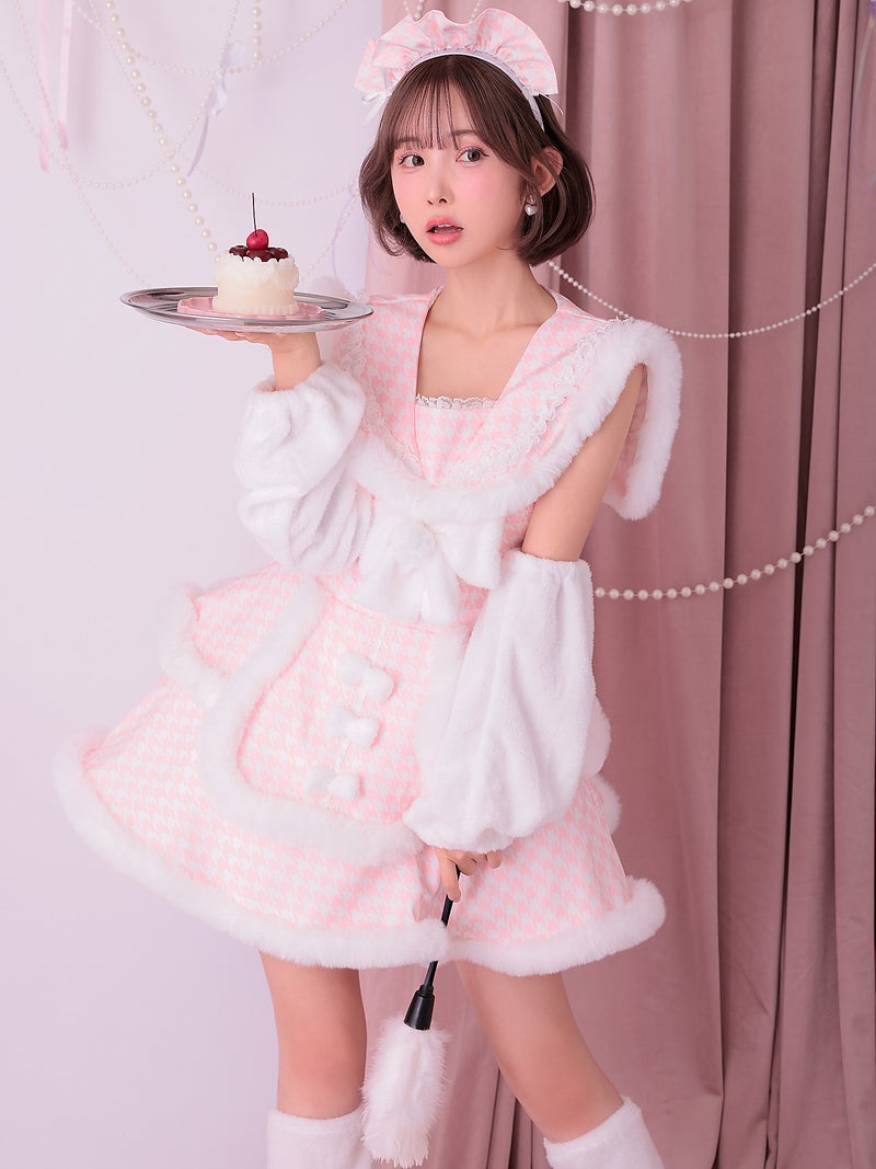 【4点セット】vanityME. × MIYANISHIYAMA いたずらうさぎのギンガムチェックドレス ピンク[ソンアミちゃん着用] vcsbn-250219-1-sn
