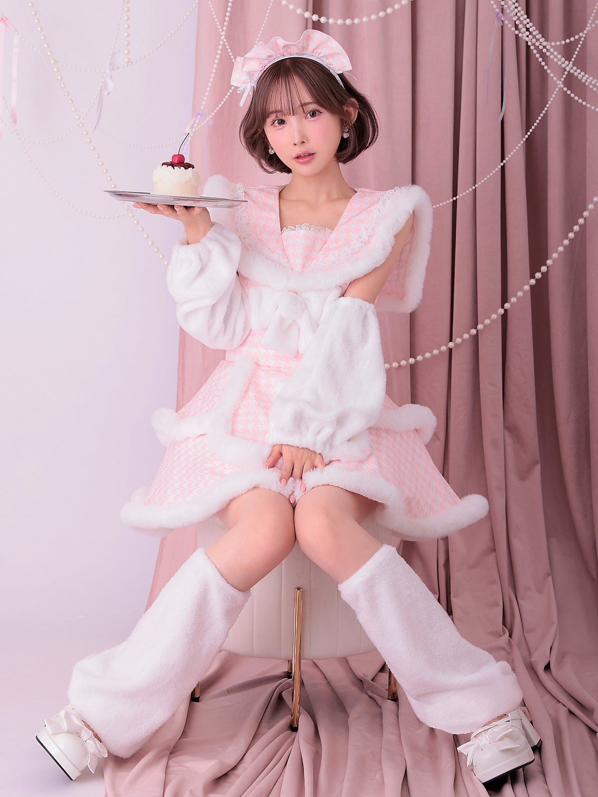 【4点セット】vanityME. × MIYANISHIYAMA いたずらうさぎのギンガムチェックドレス ピンク[ソンアミちゃん着用] vcsbn-250219-1-sn
