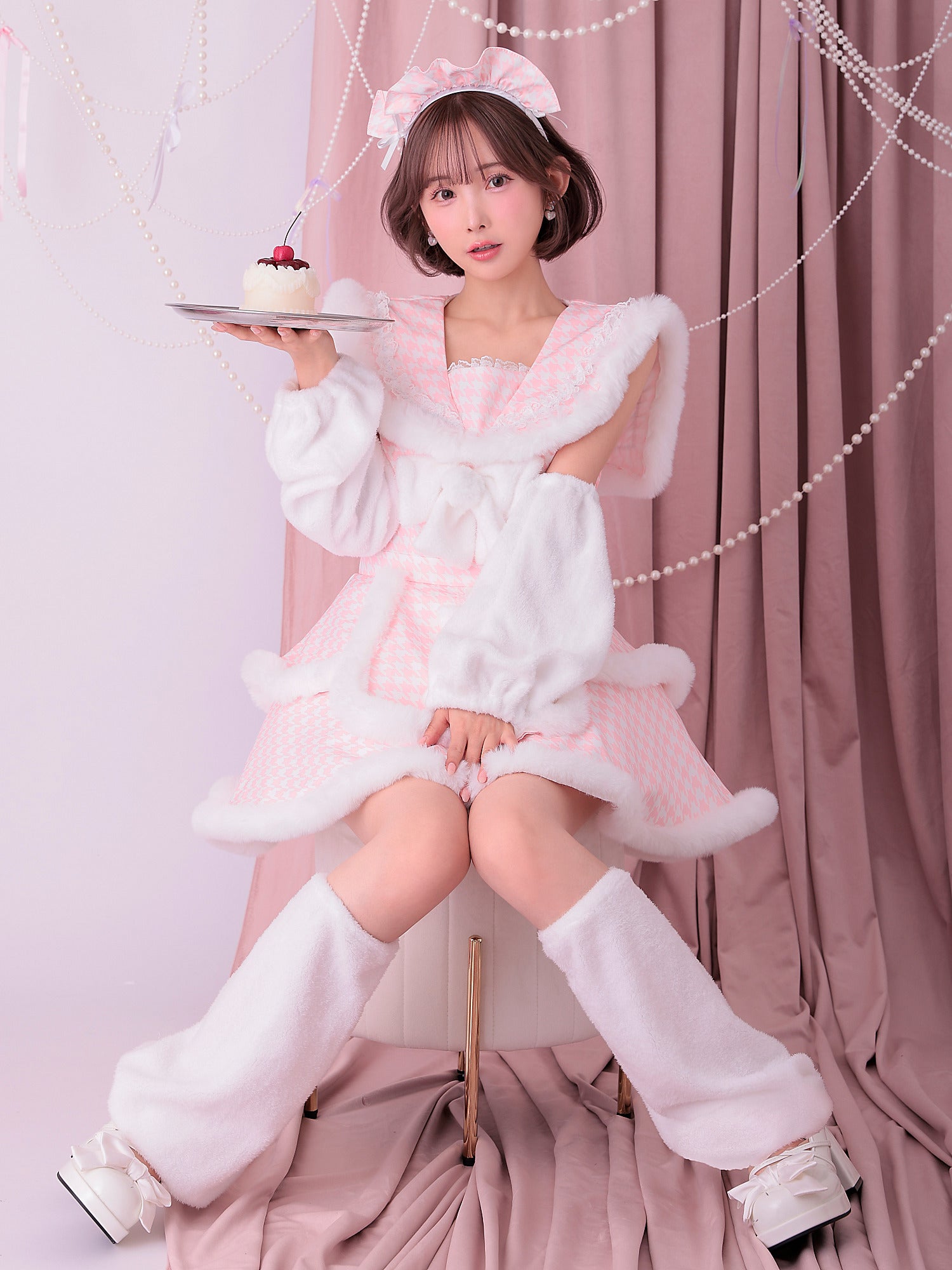【4点セット】vanityME. × MIYANISHIYAMA いたずらうさぎのギンガムチェックドレス ピンク[ソンアミちゃん着用] vcsbn-250219-1-sn