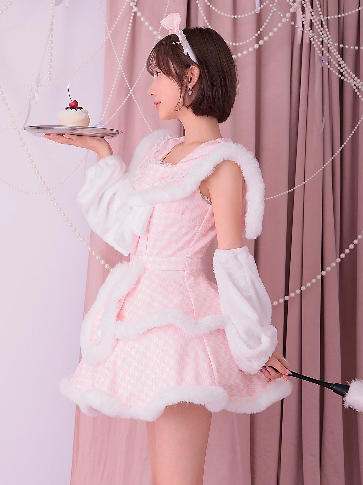 【4点セット】vanityME. × MIYANISHIYAMA いたずらうさぎのギンガムチェックドレス ピンク[ソンアミちゃん着用] vcsbn-250219-1-sn
