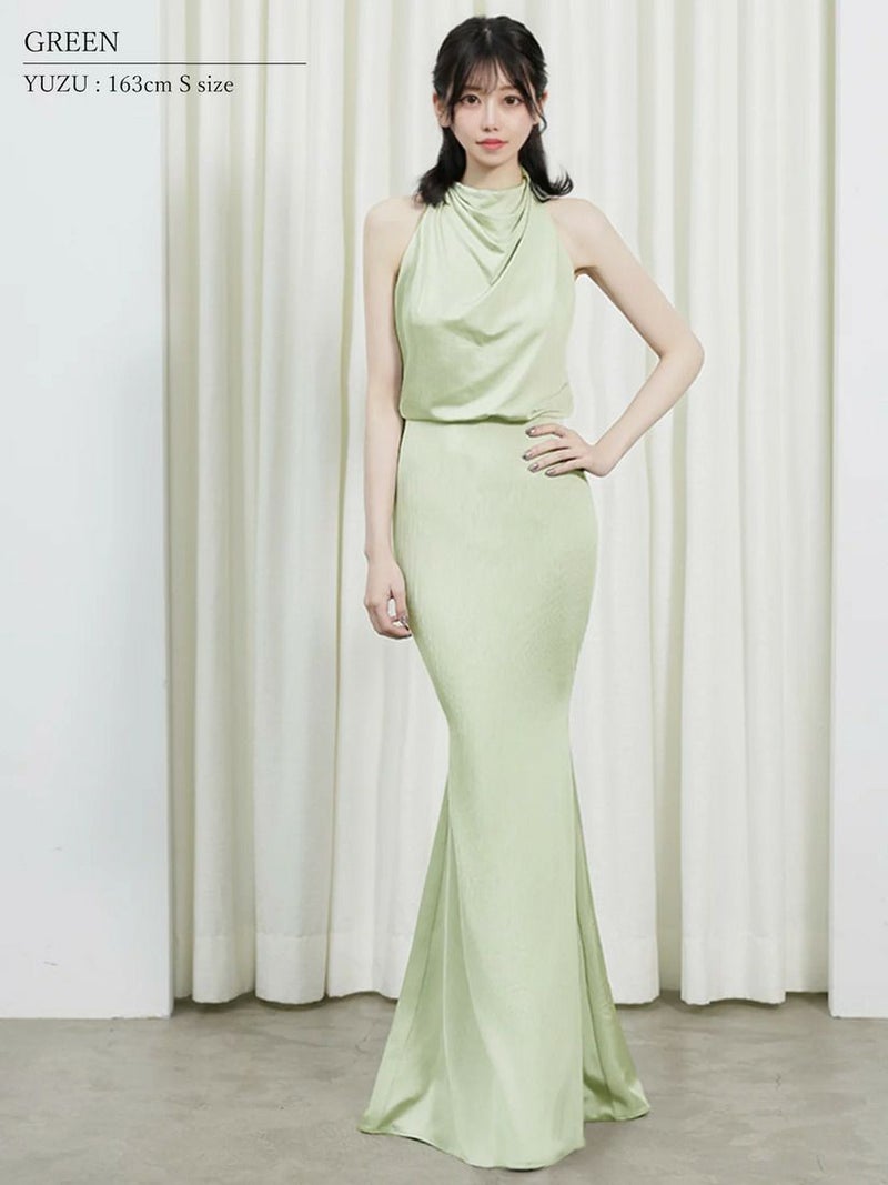 AngelR エンジェルアール バックオープンデザインホルターネックウエストマークタイトロングドレス ar25226-ks