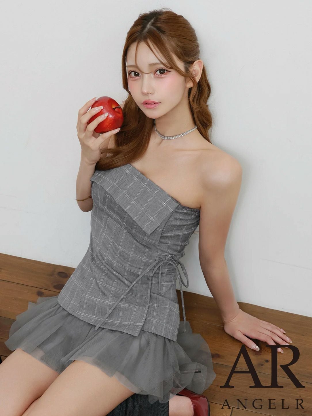 AngelR エンジェルアール ベアトップフリルチュールチェックフレア