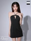 Glossy ローブドフルールグロッシー 【XSサイズあり】バックリボンバストスリットシンプルタイトミニキャバドレス gl3796