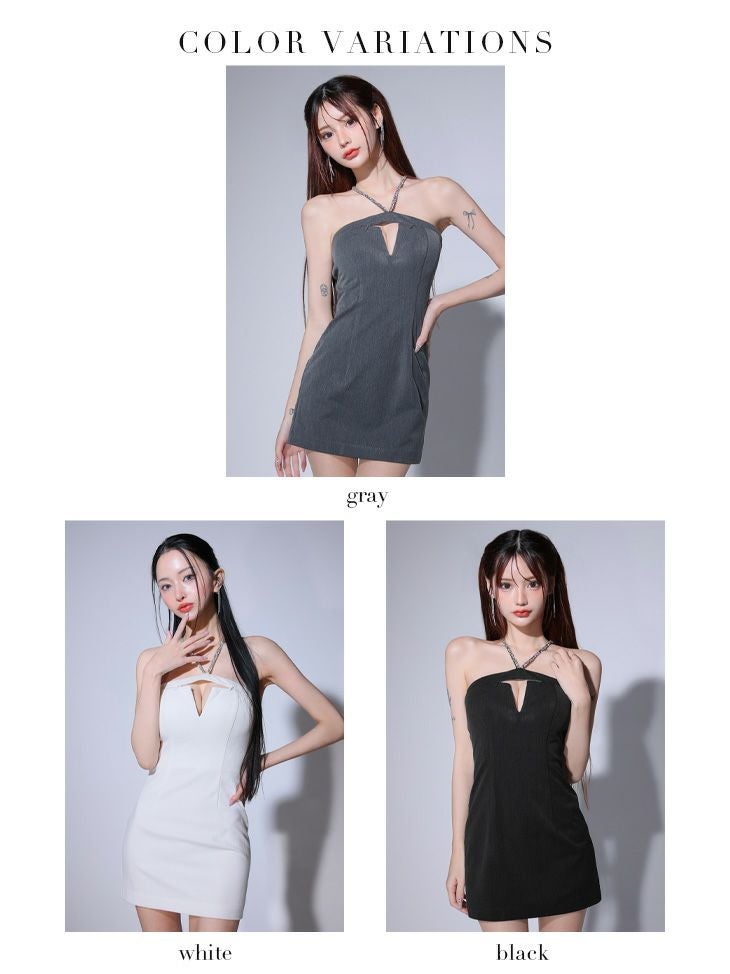 Glossy ローブドフルールグロッシー 【XSサイズあり】バックリボンバストスリットシンプルタイトミニキャバドレス gl3796