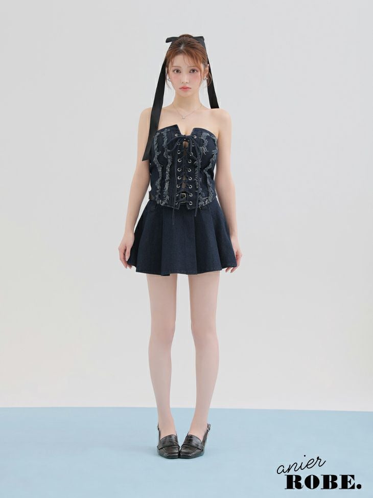 DEA. ディア バイ ローブドフルール 【XSサイズあり】オフショルダブルボタンセットアップフレアミニキャバドレス de4315