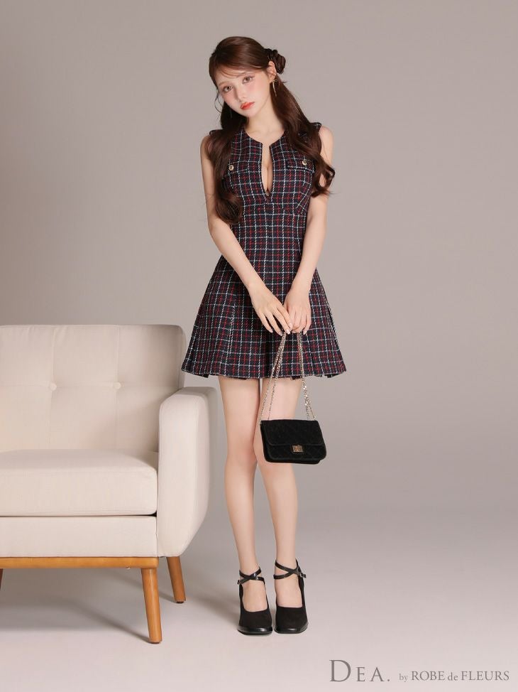 DEA. ディア バイ ローブドフルール 【XS～Lサイズあり】フロントボタンベルトスリットセットアップロングキャバドレス de4323-c