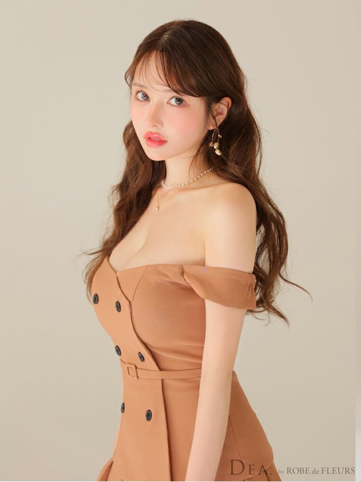 ROBE de FLEURS ローブドフルール 【XSサイズあり】肩リボンキャミツーピースフレアミニキャバドレス fm3267