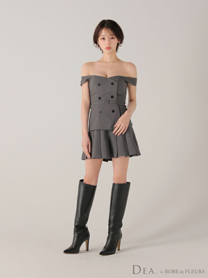 ROBE de FLEURS ローブドフルール 【XSサイズあり】肩リボンキャミツーピースフレアミニキャバドレス fm3267
