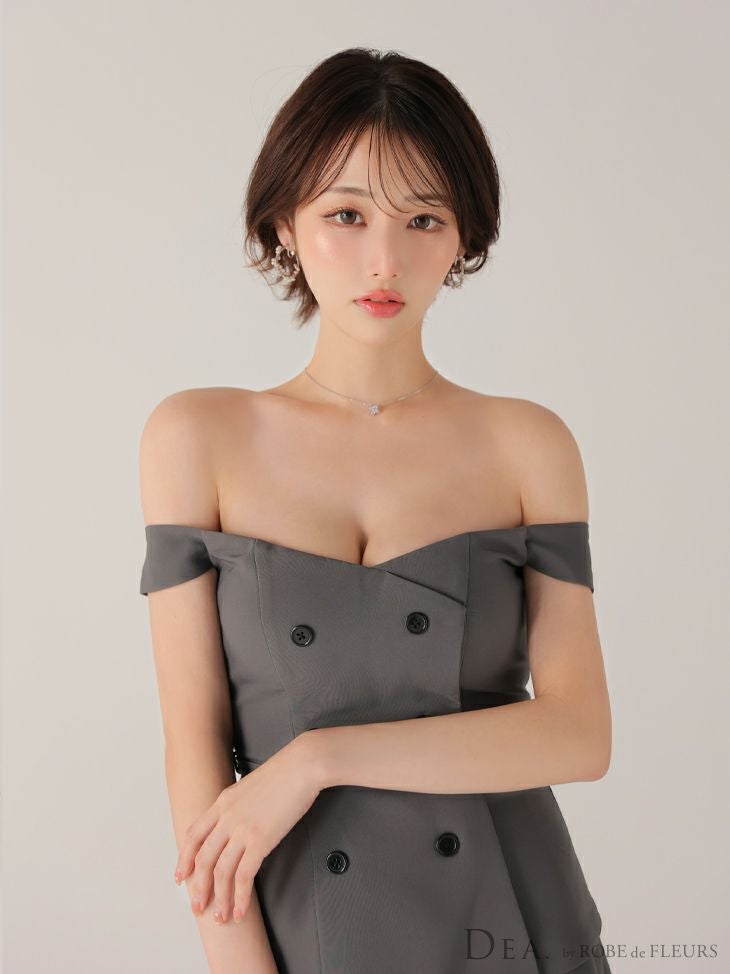 ROBE de FLEURS ローブドフルール 【XSサイズあり】肩リボンキャミツーピースフレアミニキャバドレス fm3267