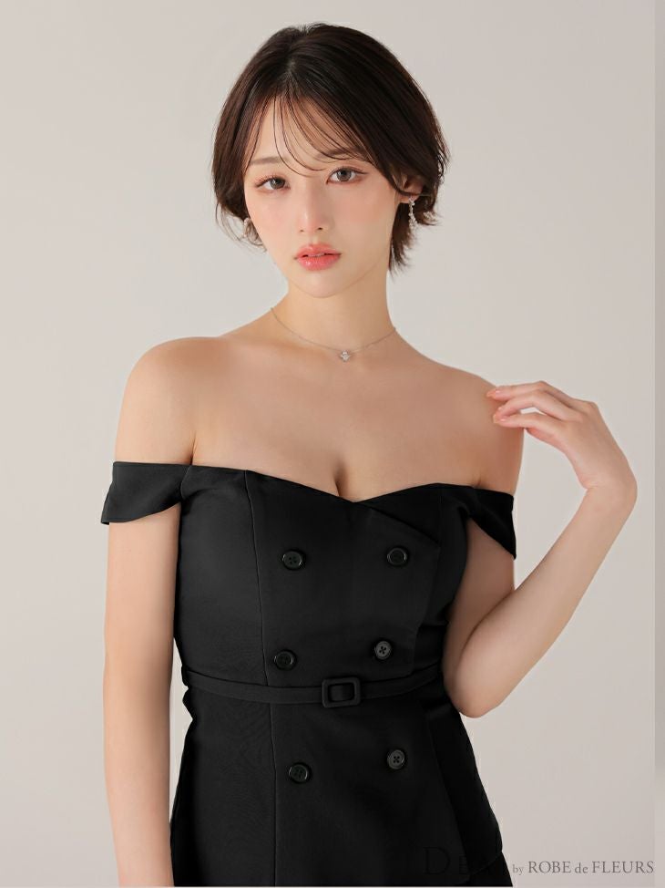 ROBE de FLEURS ローブドフルール 【XSサイズあり】肩リボンキャミツーピースフレアミニキャバドレス fm3267