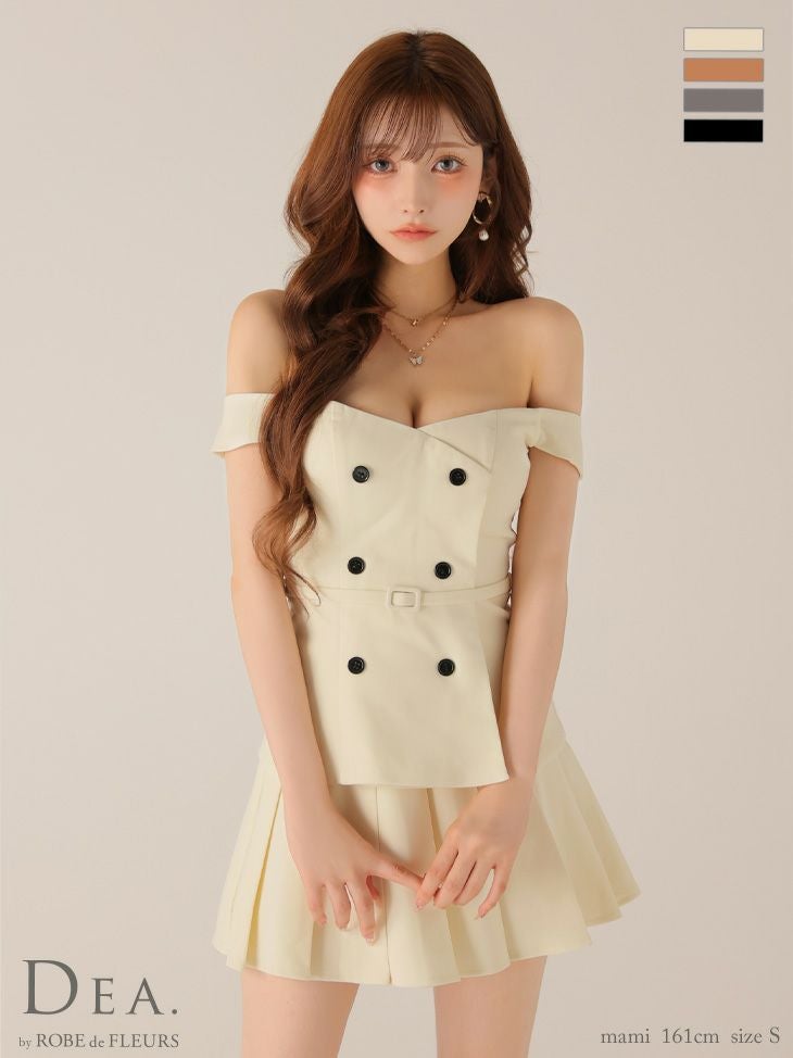 ROBE de FLEURS ローブドフルール 【XSサイズあり】肩リボンキャミツーピースフレアミニキャバドレス fm3267-c